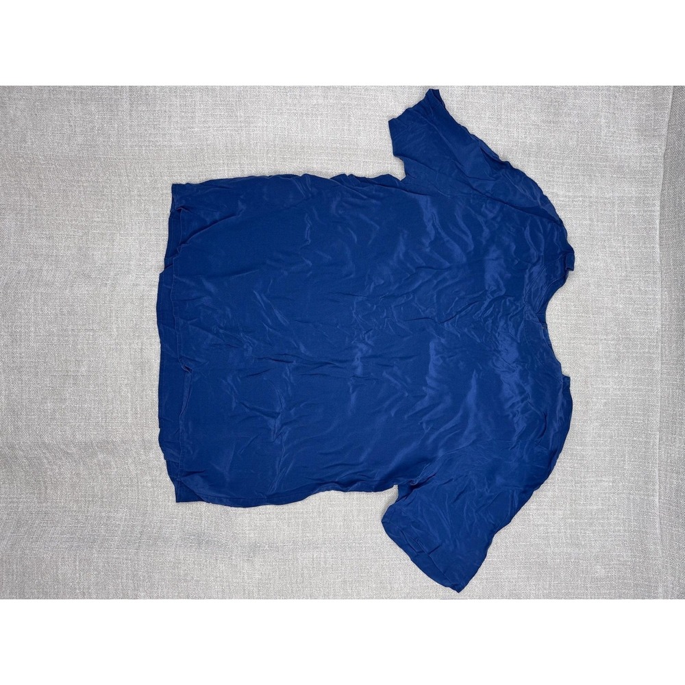 Blassport & Christie & Jill Blouse Womens M Navy Blue Silk Short Sleeve 2 Pack - Picture 7 of 12